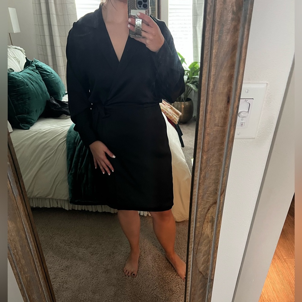 Alex Marie Classic Black Long Sleeve Wrap Dress